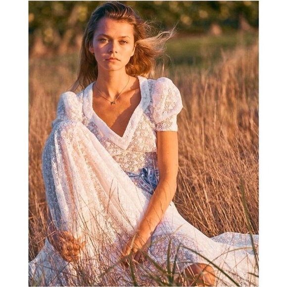 LoveShackFancy Castella Gown Lace Embroidered Maxi Dress White Size 00 NWT - Picture 9 of 11